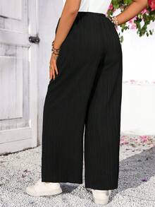 SHEIN Maternity Solid Color Adjustable Waist Pocket Casual Versatile Loose Pants For Daily Wear Fall - Black - View 2