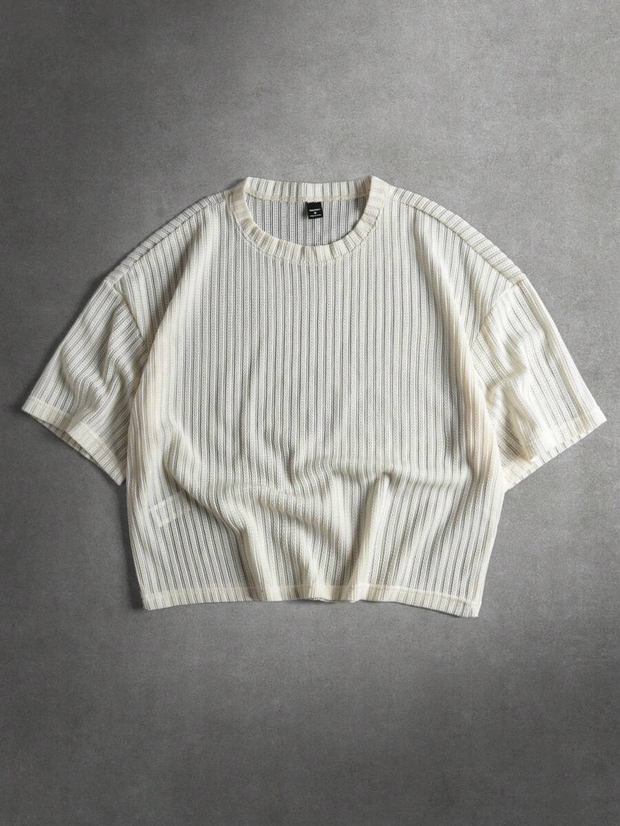 STYNVO Áo thun nam tay ngắn màu trơn, kiểu dáng thường ngày, thích hợp cho mùa hè. - Màu be - Xem 1