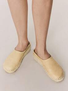 Styleloop 女士厚底麻绳时尚度假圆头搭扣鞋 - 杏色 - 查看 5