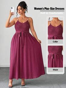 SHEIN Elenzya A Large-Sized Woven Elegant Summer Women's Dress - Red - View 1