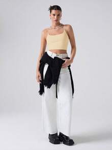 SHEIN EZwear Apricot Cropped Fitted Casual Camisole Top For Summer,Summer Top - Apricot - View 4