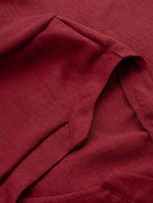 SHEIN Holidaya Women's Casual Versatile Solid Color Notch Collar Blouse - Burgundy - View 7