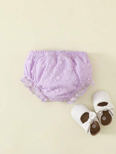 Souflis Souflis Newborn Baby Girls White Lace Ruffle Bloomers Shorts, Infant Bottoms, Baby White Shorts, Baby Underwear, Suitable For Matching Various Outfits, Dresses, Birthday Outfits