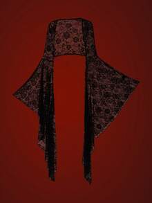 Glisette 浪漫玫瑰花卉蕾丝宽松喇叭袖女式衬衫 - 黑色 - 查看 3