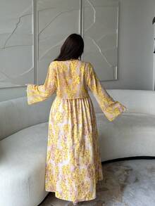 Vibekara 简约印花雪纺夏季新款修身清爽沙滩度假开衫和吊带裙两件套 - 黃色 - 查看 2