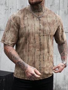 SLATEMANN Men's Casual Distressed Short Sleeve T-Shirt, Summer - Khaki - View 5