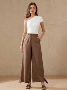 BELROSIE New Retro Style Versatile Commuter Fashionable Ankle Button Slimming Loose Casual Suit Pants For Women - Coffee Brown - View 3