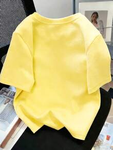 SHEIN Women's Round Neck 3D Bow T-Shirt - Round Neck Casual Top - Lightweight T-Shirt Suitable For All Seasons - Khaki - View 2