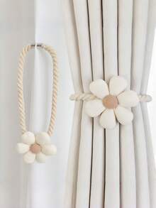 1/2PCS Adjustable Fabric Flower Cute Button Loop Creative Holdback Decorative Floral Pastel Curtain Tieback Straps Home Living Room Bedroom Decor Wedding Party Housewarming Gift Aesthetic Boho Cottagecore DIY - multicolor - View 2