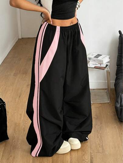 Coolane 夏季女式加大码，情人节弹力腰拼接街头风休闲加大码运动裤，嘉年华，女士休闲装