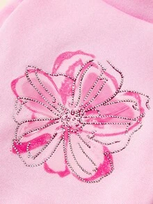 PETSIN 1pc Pink Pet Jumper, Featuring Elegant Pink Flowers Paired With Sparkling Rhinestone Decorations, A Comfortable Style Suitable For Both Cats And Dogs - Pink - View 10
