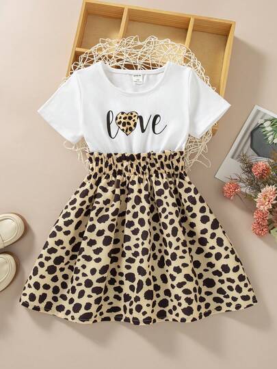 SHEIN Robe Pour Jeune Fille Avec Cœur Et Lettre Imprimée