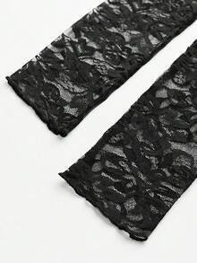 EgrlEra Lace Trimmed Slim Fit Long Sleeve Top Y2K  - Black - View 3