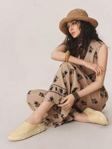 Styleloop 女士厚底麻绳时尚度假圆头搭扣鞋 - 杏色 - 查看 6