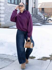 Melissa Matos Sudadera con capucha de corte holgado y casual para mujer, color burdeos, adecuada para uso diario, otoño/invierno - Burdeos - Ver 1