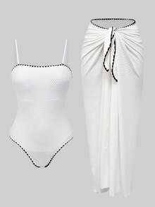 Swim Oasis 2026春夏新款女士泳装上市，适合度假、约会、西部风情、邮轮、海滩、海岛、公路旅行、四季皆宜、音乐节、波西米亚风假期、秋日休闲波西米亚Y2K褶皱短裤、优雅复古休闲两件套提花黑白撞色滚边复古休闲沙滩度假连体裤、女士连体泳衣带罩衫、白色连体泳衣、白色连体泳衣带罩衫、白色纱笼复古泳衣、女士白色罩衫裙连体泳衣带罩衫、女士泳装夏季沙滩装、女士泳装、夏季泳装、优雅泳衣、拉链泳衣、瑜伽连体裤、Z65c7代码女士服装折扣动物园服装女士Ysk服装女士泳衣、女士塑身泳衣Y2K泳衣 - 彩色 - 查看 5