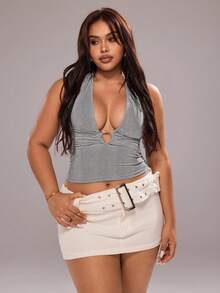 Rustia American Style Sexy Street Chic Spaghetti Strap Camisole, Versatile Women Top - Grey - View 4