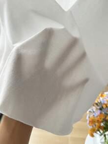 SHEIN EZwear 大码女式休闲纯色深V领宽松背心 - 白色 - 查看 7