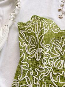 Soleia Áo ống ôm dáng họa tiết hoa dành cho nữ, kiểu dáng thường ngày. - màu xanh lá - Xem 3