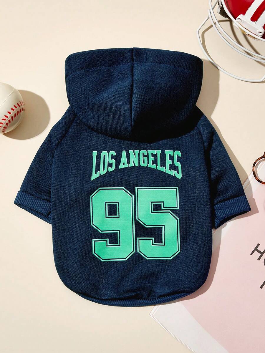 PETSIN 1 Pet Dog Cat College Style Digital Letter Printed Hooded Sweatshirt, Navy Blue - Royal Blue - View 1