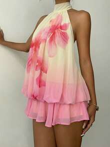 Aloruh 女士雪纺优雅奶油黄露背系带迷你连衣裙，女士约会连衣裙，女士夜间外出连衣裙，女士夏季连衣裙，女士蜜月旅行装，女士婚礼宾客连衣裙，海岛度假装，女士婚礼宾客连衣裙，女士太阳裙，女士优雅派对连衣裙，女士生日连衣裙 - 彩色 - 查看 9