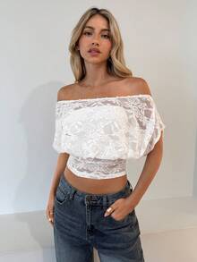 Aloruh Romantic Date Versatile White Sheer Blouse, Loose Top Tight Bottom, Spring/Summer New Arrival - White - View 6