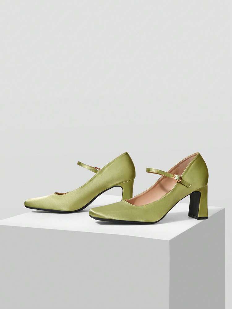 FRENCH MINIMALIST SQUARE TOE HIGH HEEL MARY JANE PUMPS, FOR VALENTINE'S DAY, SPRING SHOES, SPRING BREAK EASTER PROM HEELS FOR CHRISTMAS VALENTINE'S DAY SPRING SHOES