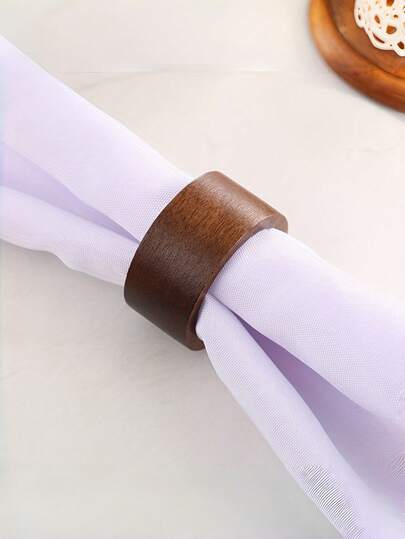 6/8 pièces Ronds de serviette en bois rond style ferme rustique avec accent métallique pour décoration de table de mariage, Thanksgiving, Noël. Porte-serviette