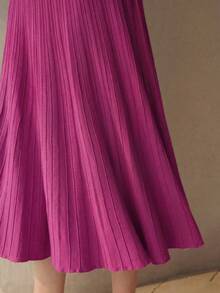 PREMIUM SOLID TEXTURED KNIT PLISSE TUBE DRESS - Red Violet - View 2