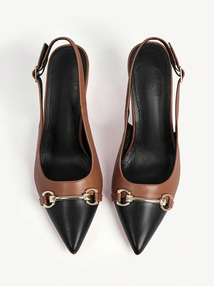 CUCCOO CHICEST Women Shoes Summer And Autumn New Color-Matching Metal Buckle High Heels Elegant, Workplace Exquisite Elegant Pointed Toe Shoes Wedding Shoes Summer Shoes Bride Shoes