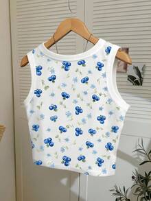 Resyla Women's Blueberry Print Round Neck Camisole - Multicolor - View 2