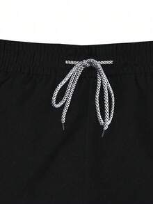 Sport MetroGents 男士翼十字印花二合一短裤，健身款 - 黑色 - 查看 5