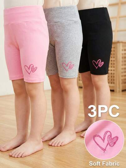 SHEIN LMoss Kids 3件套少女纯色修身休闲打底裤