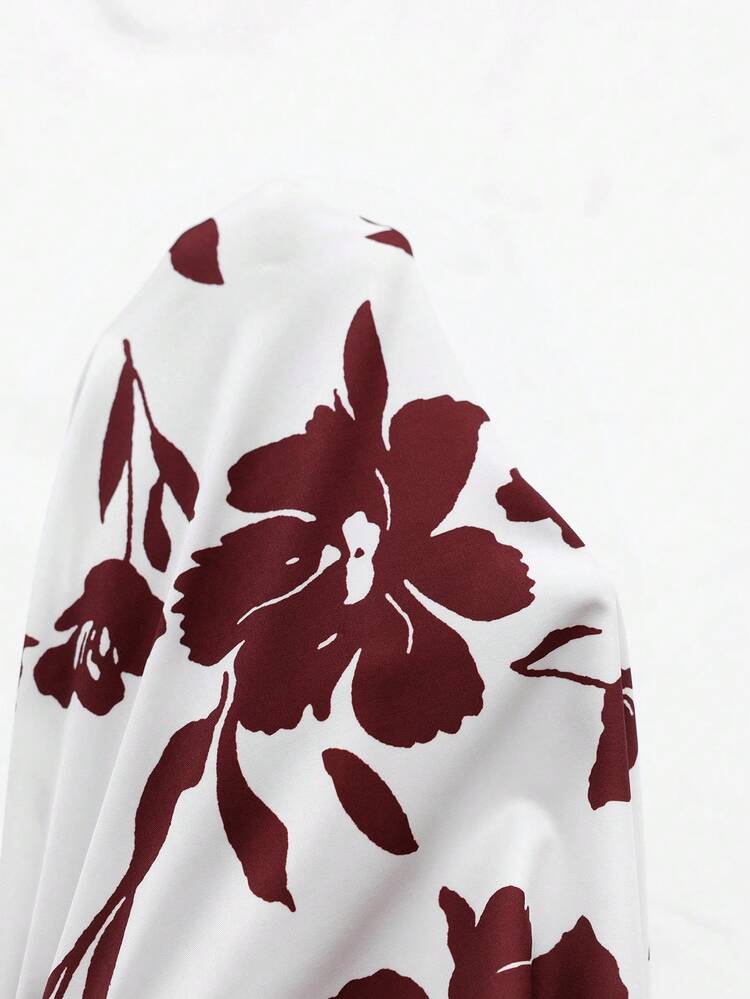 2pc Set Plus Size Women's Summer Casual Vacation  Elegant Floral Print Top And Wide Leg Pants 2 Pieces Set With Pockets,Casual Holiday Style,Summer Outfits For Women ,Vacation Outfits Women ,Holiday Outfits For Women,Going Out Outfits, New Clothes,Simple And Fashionable For Everyday Wear,Suitable For Summer, Vacation, Daily Wear, Festival Outfits For Women,Country Concert Outfit,Beach Outfits For Women,Gifts For Mother,Modest Two Piece Set, Plus Size Summer Sets,Plus Size Pants Set,Boho Set,Boho Pants Set For Women,Wide Leg Pants Set,2 Piece Casual Sets Woman,Two Piece Set Women