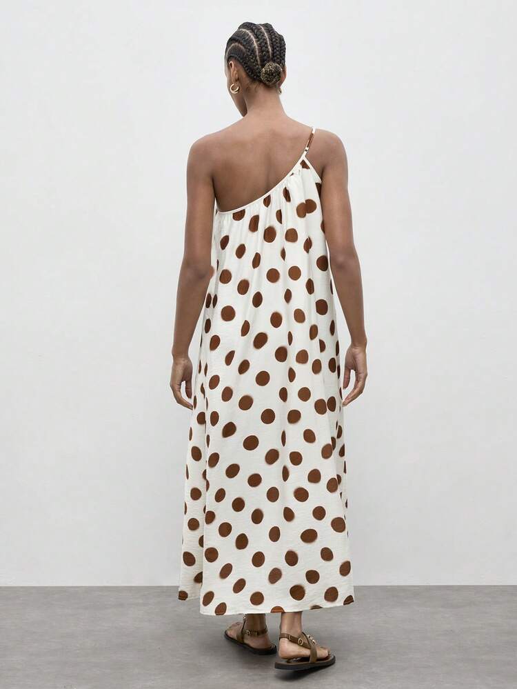 SHEIN Maija Women's Polka Dot Casual Vacation Date Midi Dress St Patrick's Day Women Easter Summer Outfits Easter Dress Women Party Top Beach Dress Summer Holiday Outfits Each Vacation Outfits For Women Summer Outfit For Women Going Out Outfits Graduation Graduation Outfit Casual Dresses Casual Blouses For Women Polka Dot Dress Women Polka Dot Dress One Shoulder Summer Dress