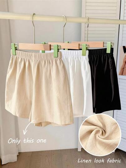 Franclia Pantalones cortos casuales de mujer de cintura elástica y unicolor, para primavera/verano