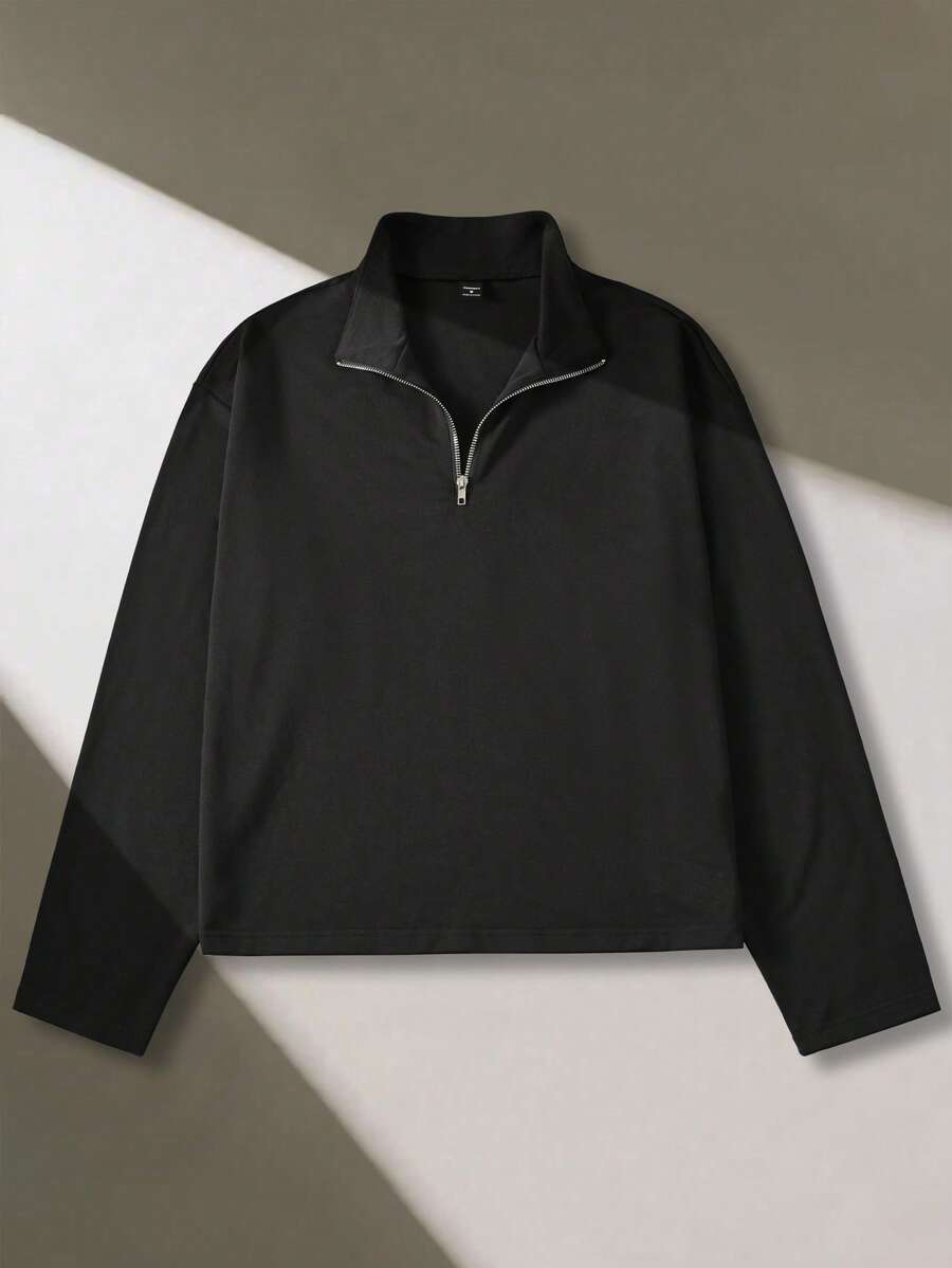 STEELVANCE 男士春秋季长袖拉链POLO衫，适合休闲、度假、聚会、日常约会、简约办公、居家休闲、户外活动等场合，可正式或非正式穿着，自穿或送礼皆宜。 - 黑色 - 查看 1