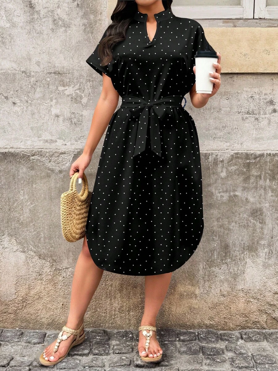 EMERY ROSE Đầm đen chấm bi dáng rộng dành cho nữ, thích hợp cho kỳ nghỉ hè và thu, du lịch ngoài trời, đi biển. - Nhiều màu - Xem 1