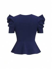 Ellevyn Women's Elegant Ballet Style Blouse, Suitable For Daily Commute, Intellectual And Slimming - Navy Blue - View 2