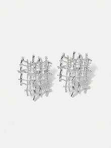 MOTF PREMIUM Bông tai zirconia bện mạ vàng 18K - Bạc - Xem 2