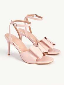 CUCCOO CHICEST Pink Bow Stiletto Sandals Female Summer Open Toe Buckle Sweet Fairy Style Wedding Shoes - Baby Pink - View 1