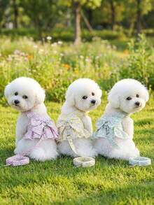 PETSIN Pet Chest And Back Skirt, Cat Traction Strap, Animal Collar Set, Pet Supplies Strap Skirt, Dog Walking Princess Skirt, Pet Chest And Back Skirt+Rope Sweet - Multicolor - View 2