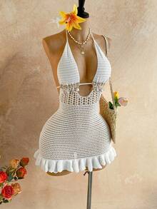 Soleia 女士纯色镂空露背系带连衣裙罩衫 - 彩色 - 查看 6