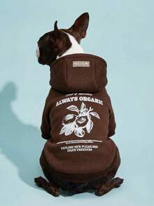 PETSIN 1 Piece Of Fruit Letter Printed Pet Coffee Color Sports Style Thick Warm Spring And Autumn Pet Clothing Hoodie - Brown - View 2