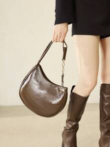 MOTF WOMEN'S CONTRAST CHAIN STRAP SHOULDER BAG - Brown - View 6