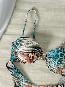 Swim Vcay Bộ đồ bơi mùa hè cho nữ, màu trơn, gồm áo hai dây có gọng và quần bơi. - Nhiều màu - Xem 3