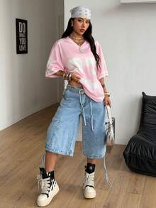 Coolane Women's Summer Streetwear Going Out Athleisure Casual Graphics Breathable Mesh Loose Jersey T-Shirt - Pink - View 4