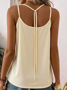 EMERY ROSE Women's Casual Sleeveless Camisole Top With Bow Back Detail, Suitable For Vacation Wear, Spring/Summer - Apricot - View 2