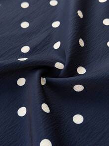 Maweii Plus Size Polka Dot Elegant Commuting Fashion Versatile 2 Pieces Set - Navy Blue - View 7