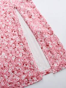 Olithes 女士夏季修身吊带碎花开衩连衣裙，度假沙滩装 - 粉色 - 查看 7